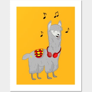 Cute Alpaca Listening to the Music Posters and Art